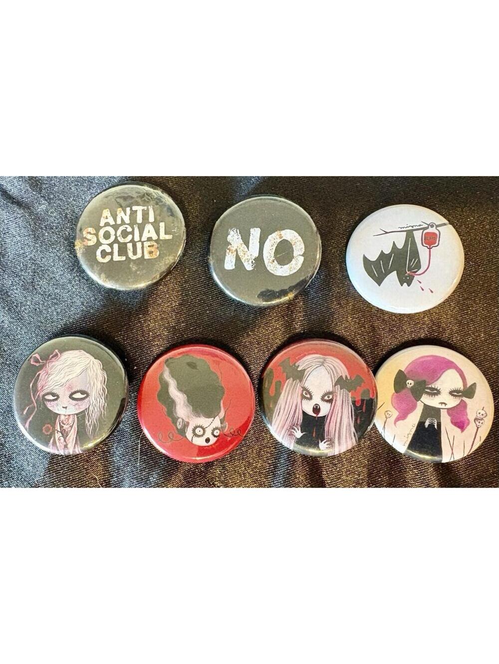 Goth/Creepy Girls Button Pin Set